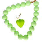 Peridot Green Acrylic Bauble Bead Statement Necklace With Removable  Heart