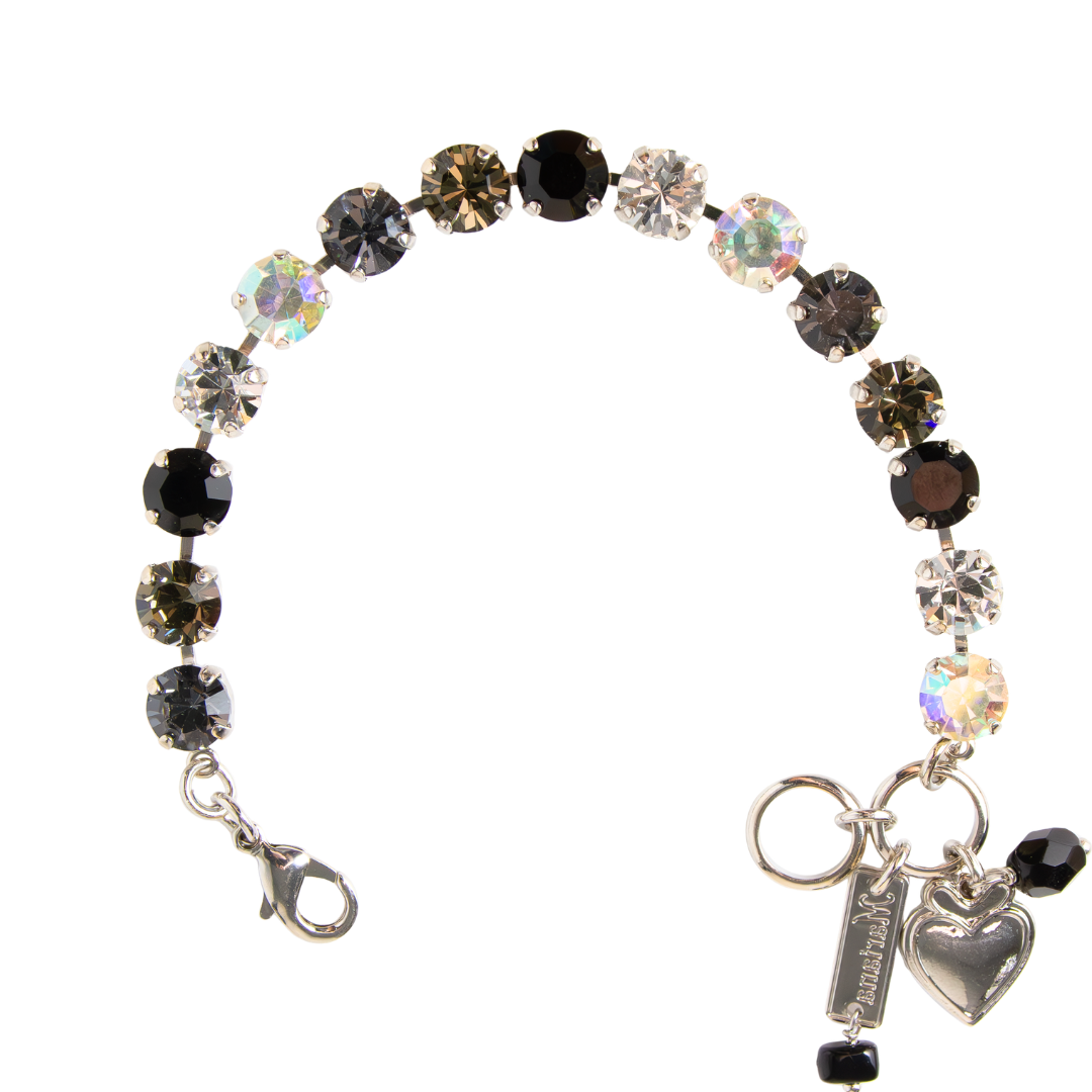 Mariana Bracelet Plain Obsidian Shores on Rhodium