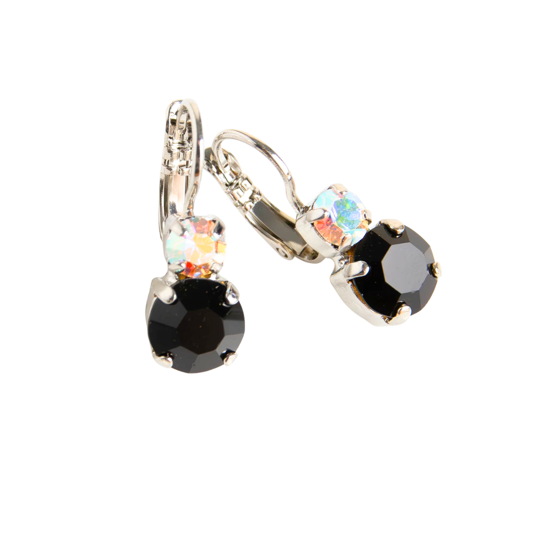 Mariana Small Double Drop Earrings Obsidian Shores on Rhodium Main image