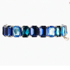 Mariana Stretch Bracelet Indigo Hour on Rhodium- NEW! 15MM emerald cut stones