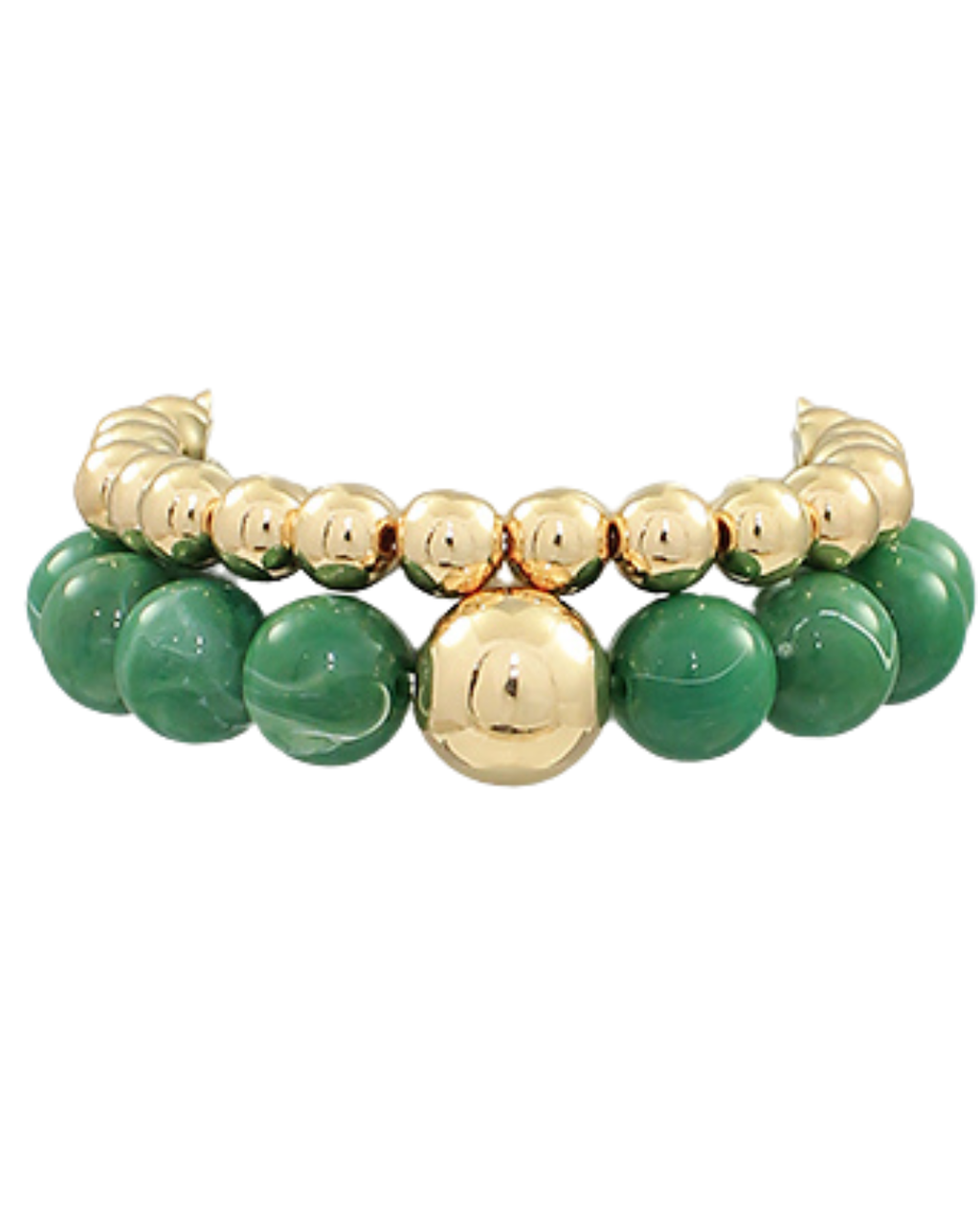 Green/Gold Acrylic Bauble Bead Duo Bracelet Set