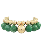 Green/Gold Acrylic Bauble Bead Duo Bracelet Set