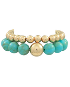 Turquoise/Gold Acrylic Bauble Bead Duo Bracelet Set