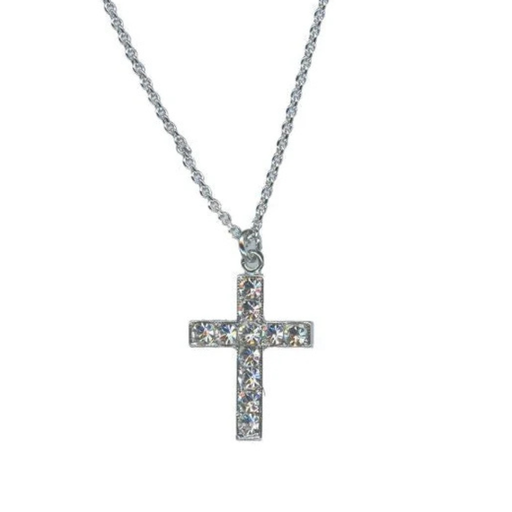 Mariana Plain Cross Pendant Clear on Rhodium