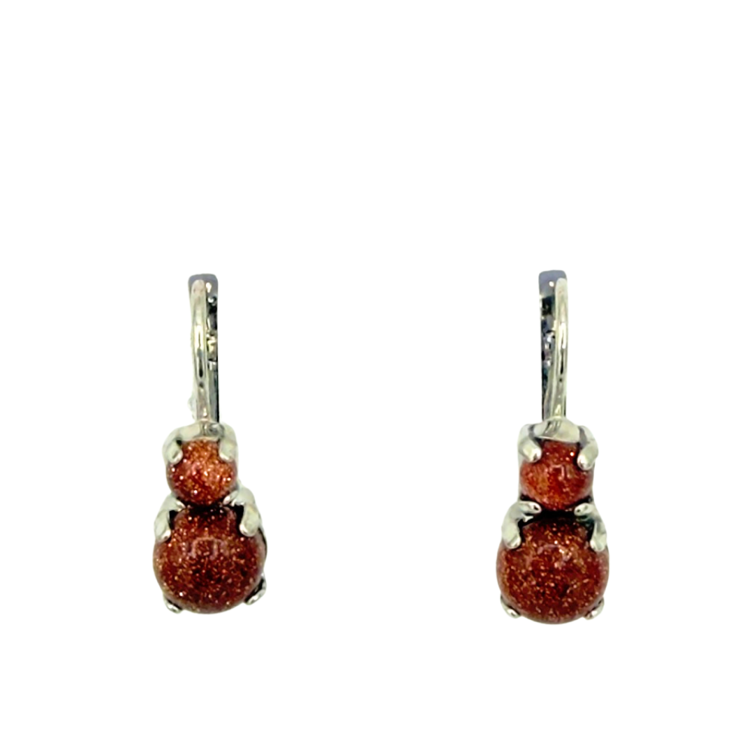 Mariana  Double Drop Earrings in Sunstone on Rhodium