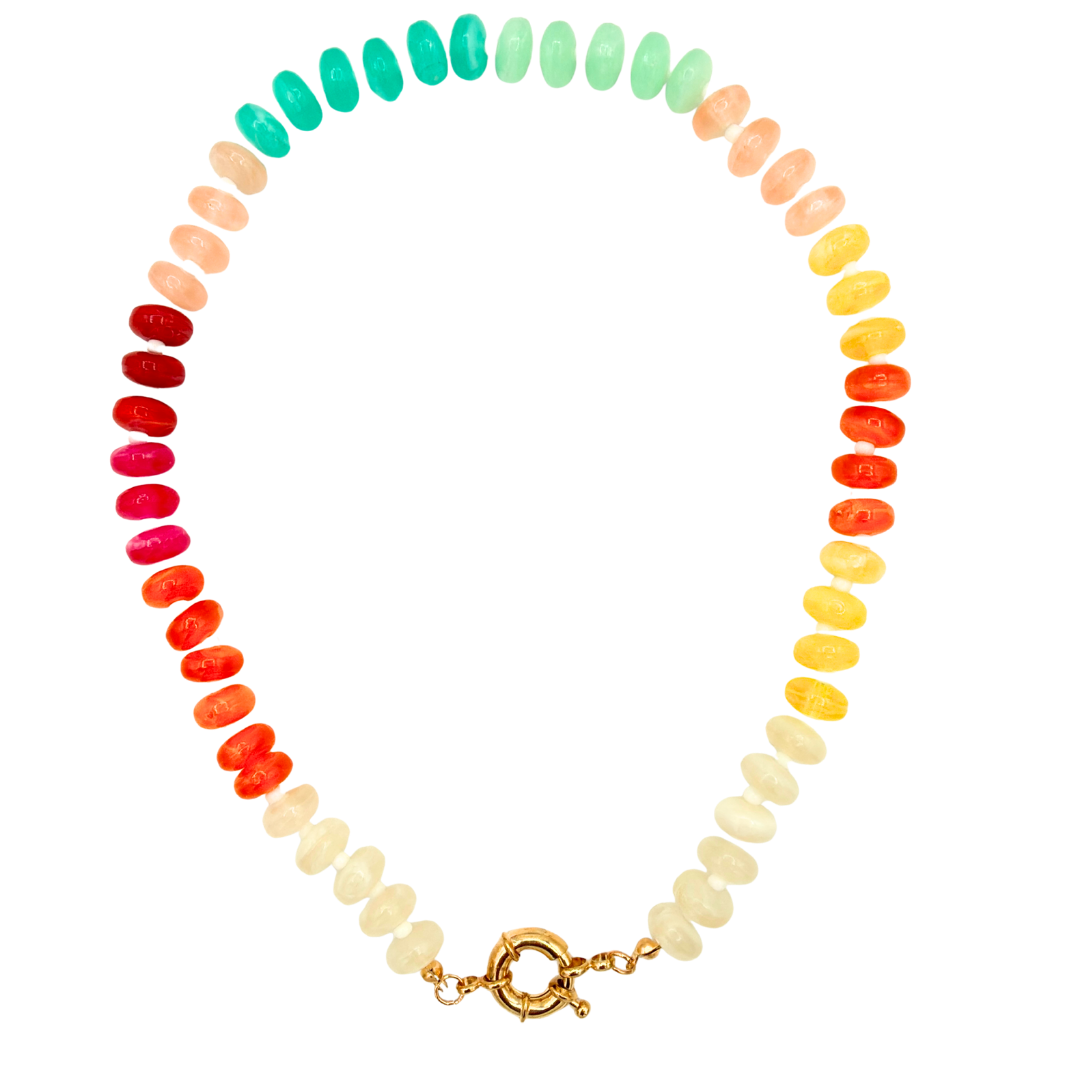 Rainbow Acrylic Bauble Bead Necklace With Front/Back Closure Main image