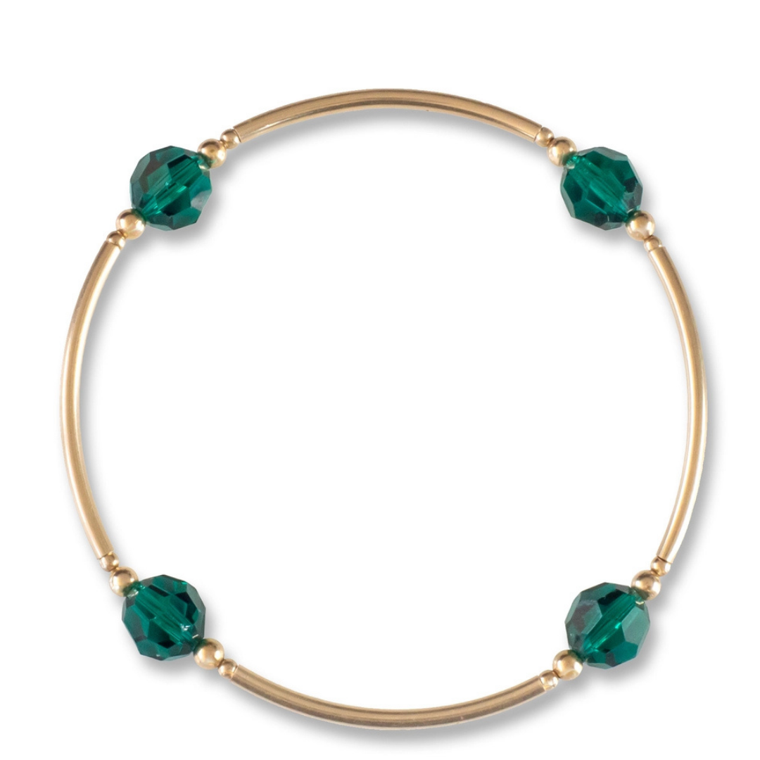 Birthstone Blessing Bracelet for May on Gold