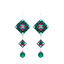 Firefly Emerald Two Tier Diamond Shape Earrings With Dangle