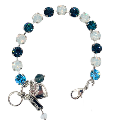 Mariana Bracelet Custom Soccer Blue White Aqua on Rhodium