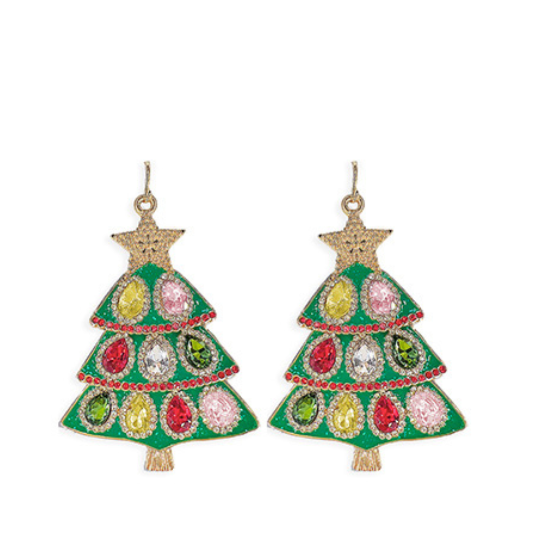 Articulated Crystal Christmas Tree Earrings