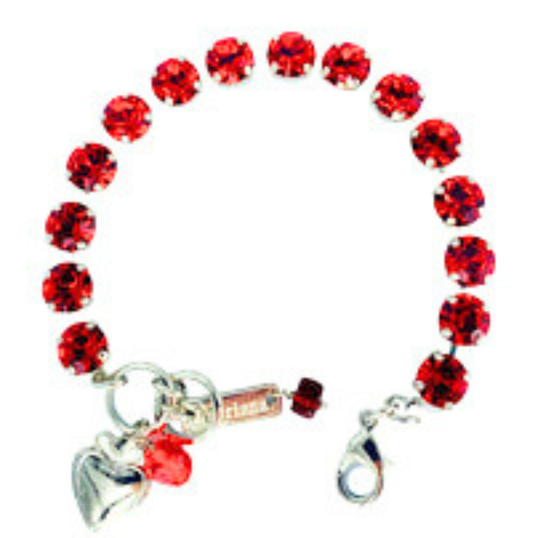 Mariana Football Red Plain Bracelet on Rhodium