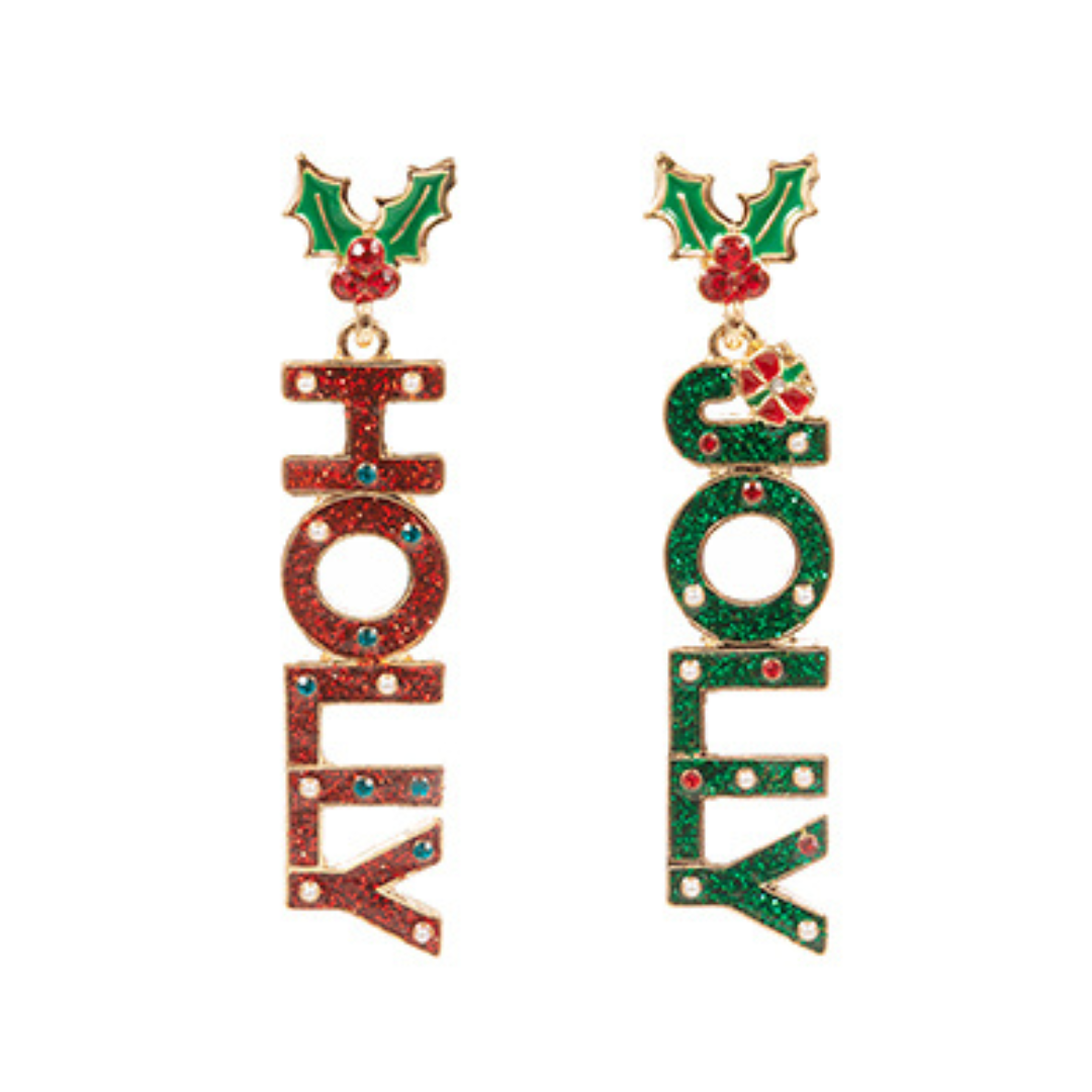 Enamel Holly Jolly Post Earrings