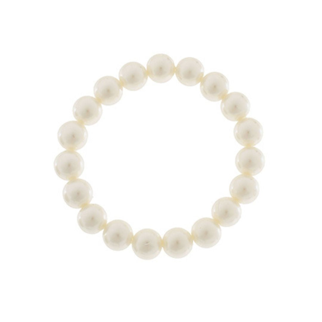 10MM White Faux Pearl Stretch Bracelet