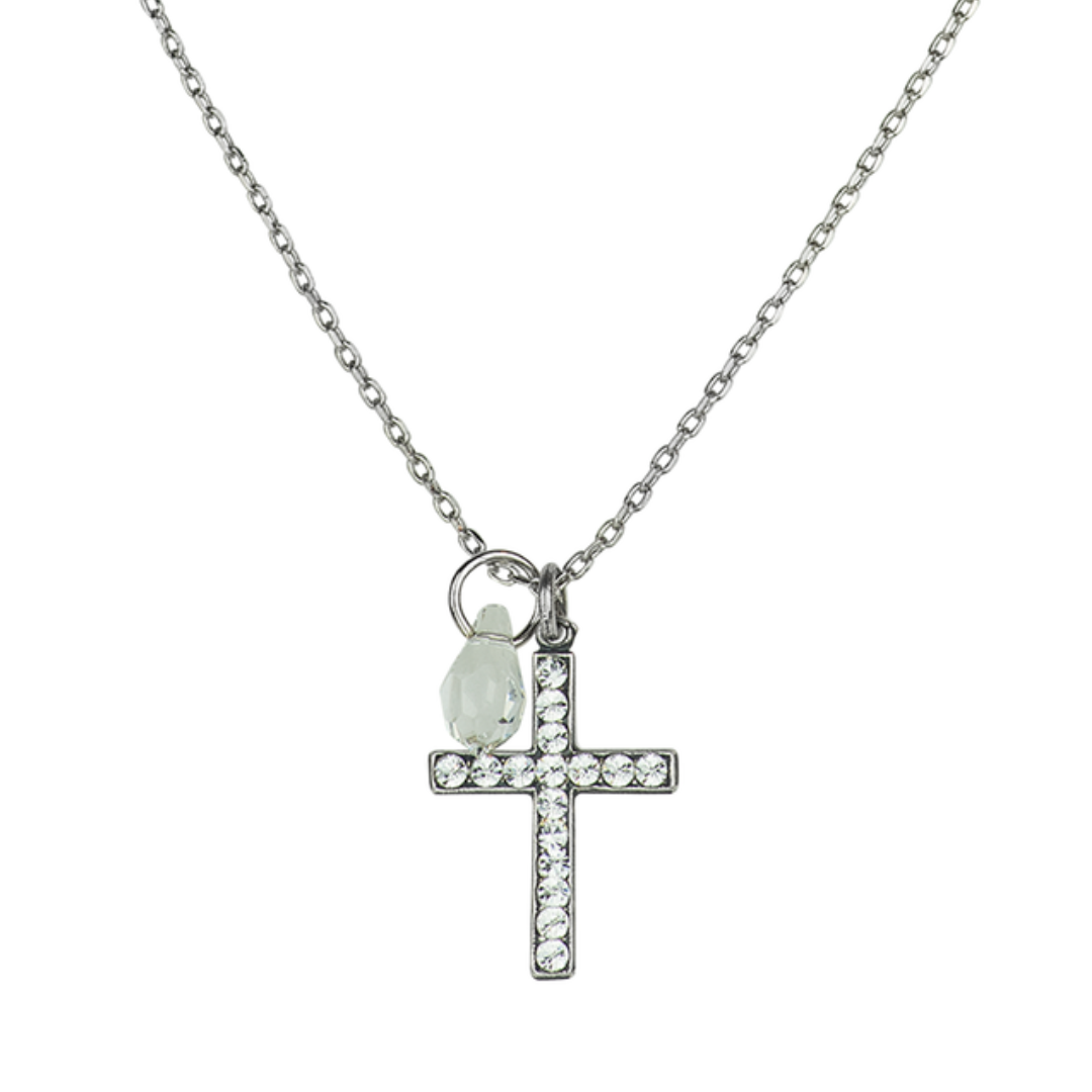 Mariana Cross Pendant Clear on Rhodium Main image
