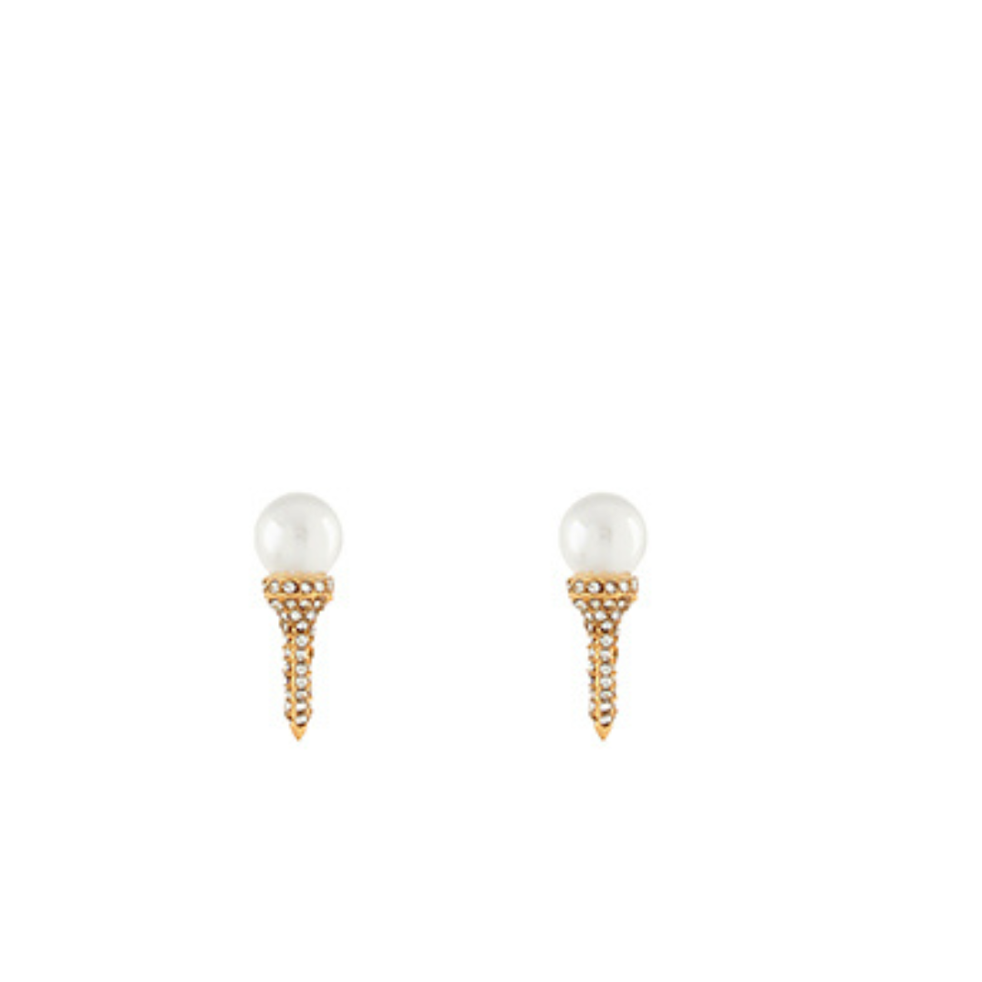 Pave Crystal Golf Ball on Tee Post Earrings