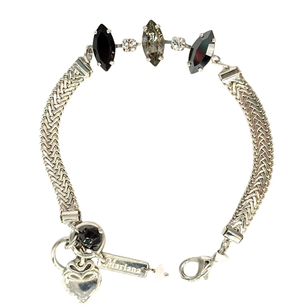 Mariana Marquise Chain Bracelet Obsidian Shores on Rhodium Main image