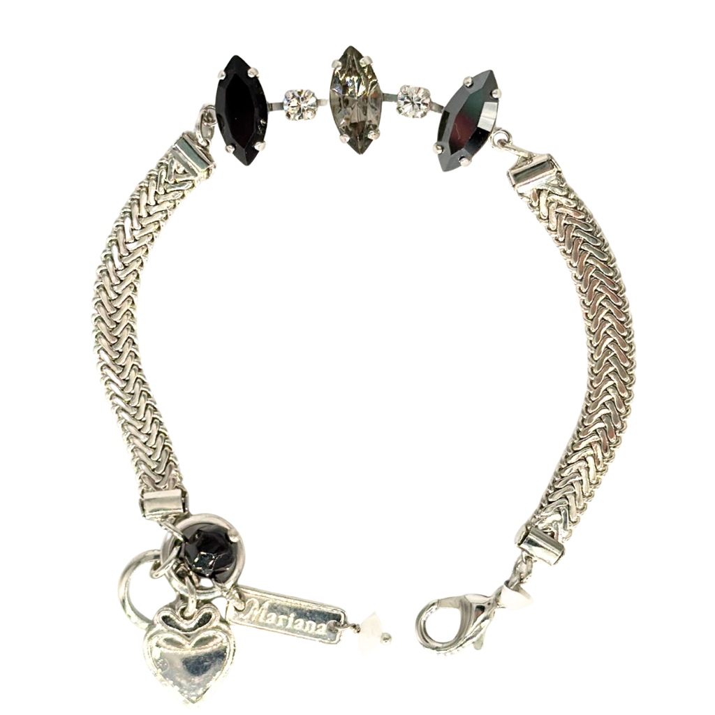 Mariana Marquise Chain Bracelet Obsidian Shores on Rhodium