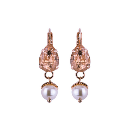 Teardrop/Pearl Earring Desert Rose/Pearl on Rose Gold