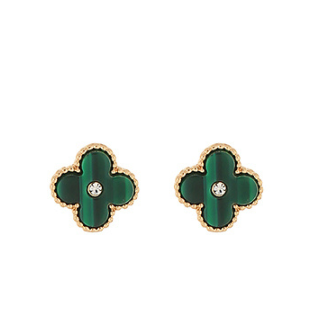 Green Clover Post Earrings