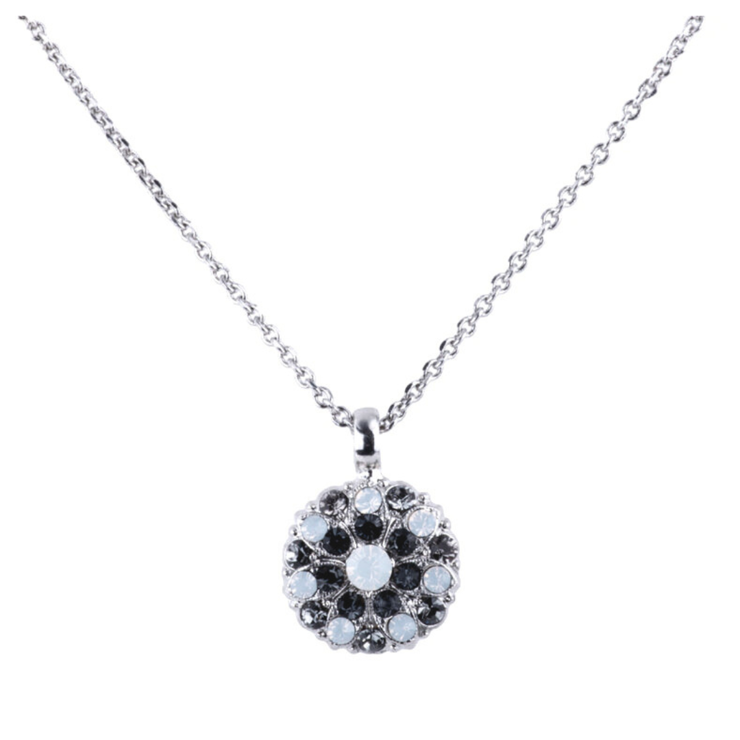 Mariana Guardian Angel Necklace in Grey and White on Rhodium