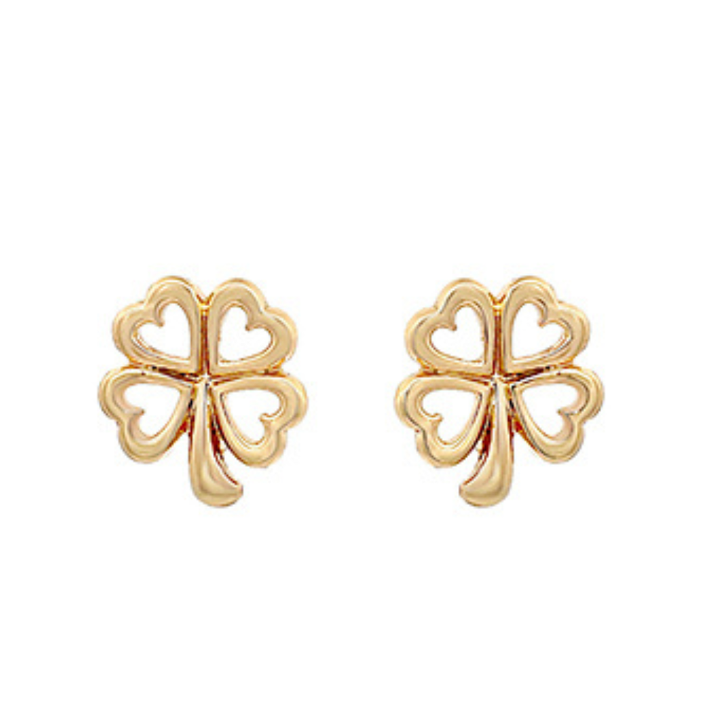 Gold Clover Post Earrings