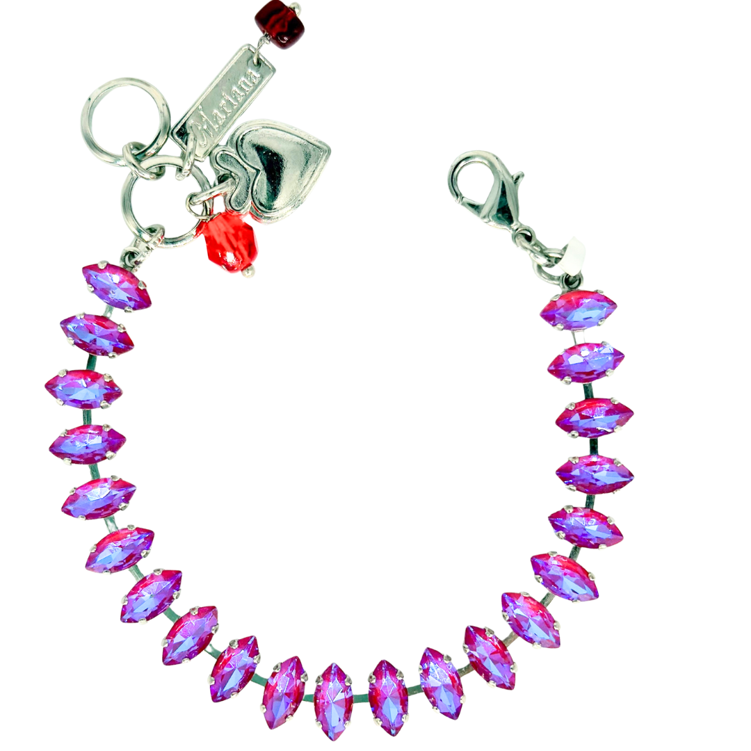 Mariana Petite Marquise Bracelet Sunkissed Plum on Rhodium