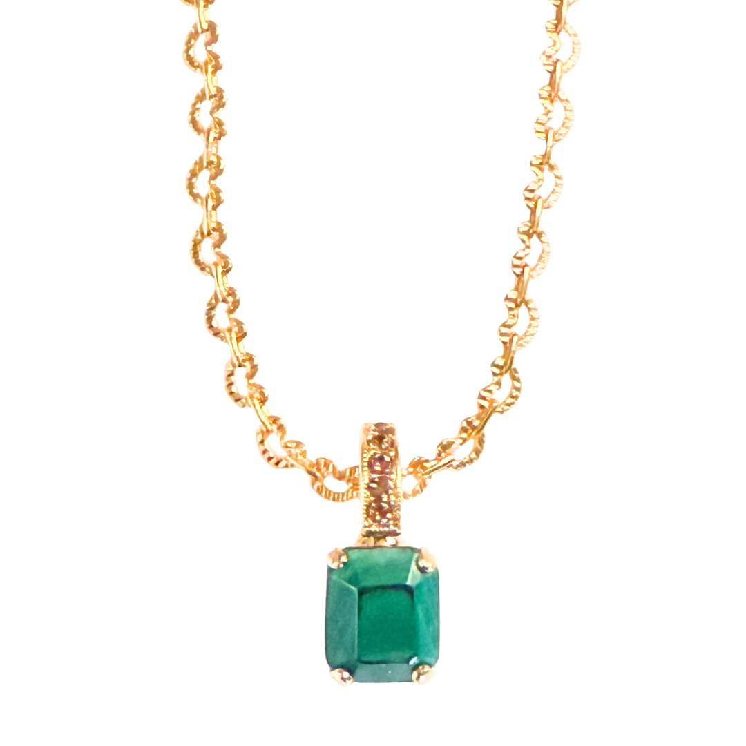 Mariana Emerald Cut Pendant Malachite on Gold Main image