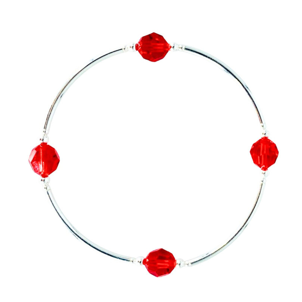 LARGE Birthstone Blessing Bracelet Red on Sterling Silver