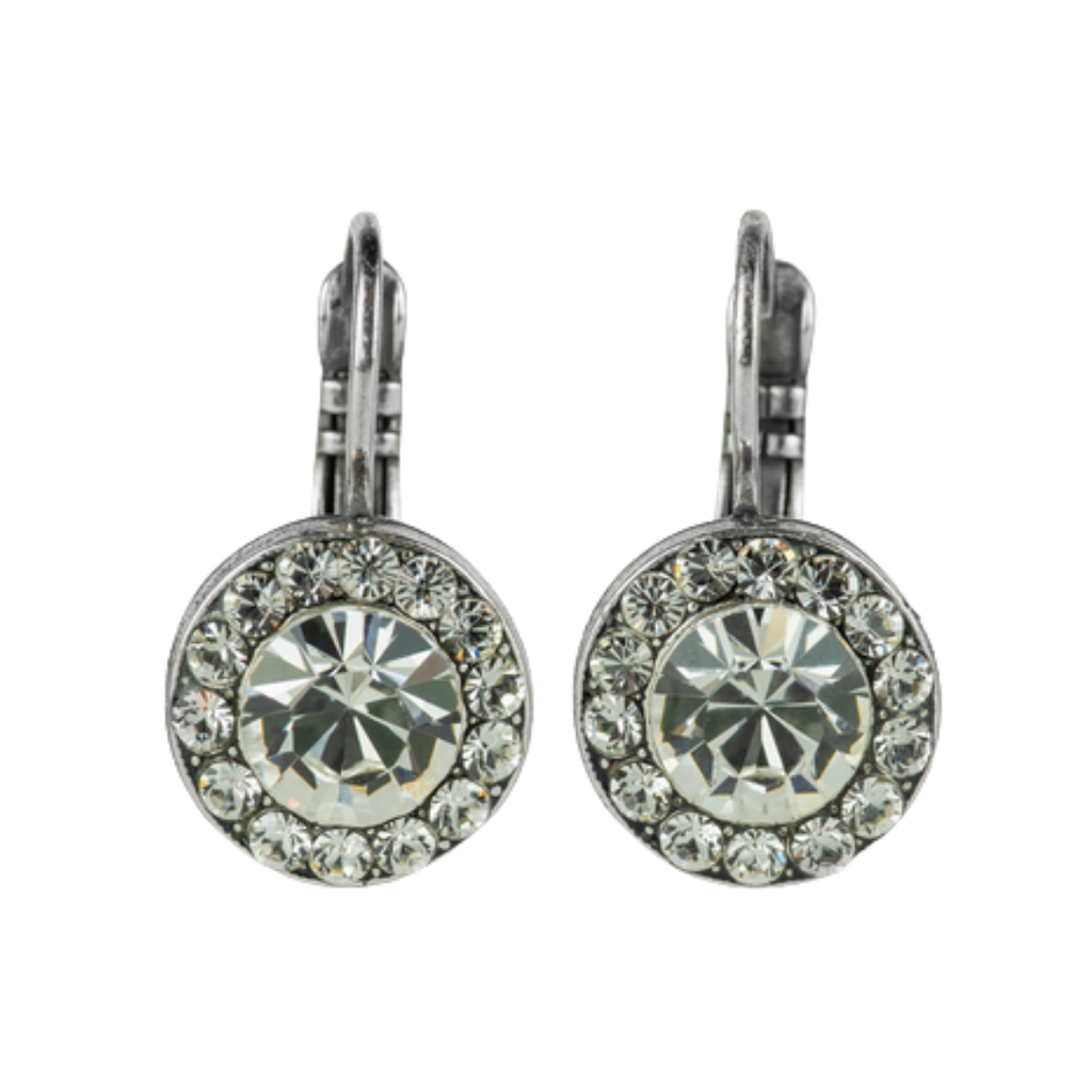 Mariana Halo Earrings in Icy Clear on Rhodium