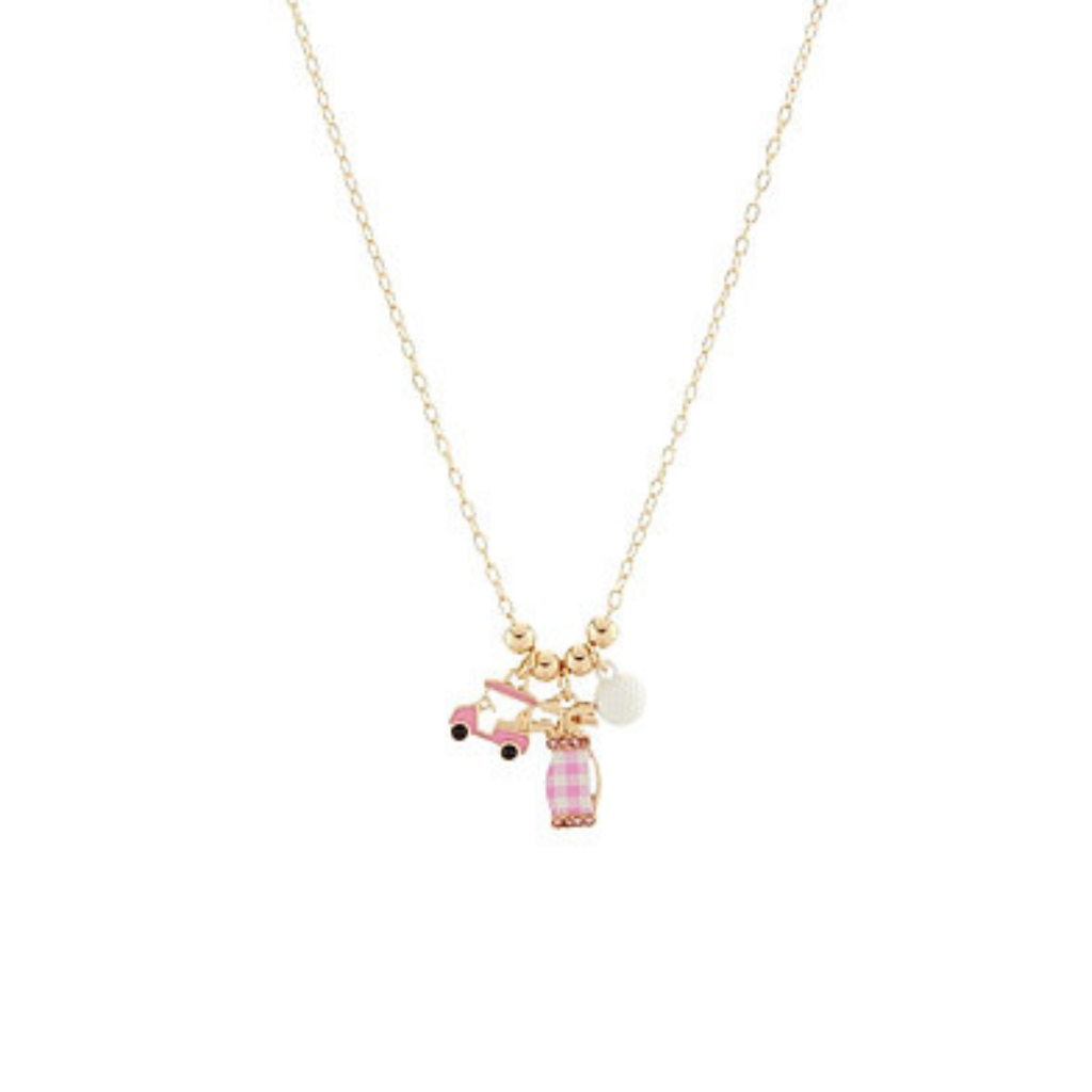 Golf Themed Charm Necklace on Gold
