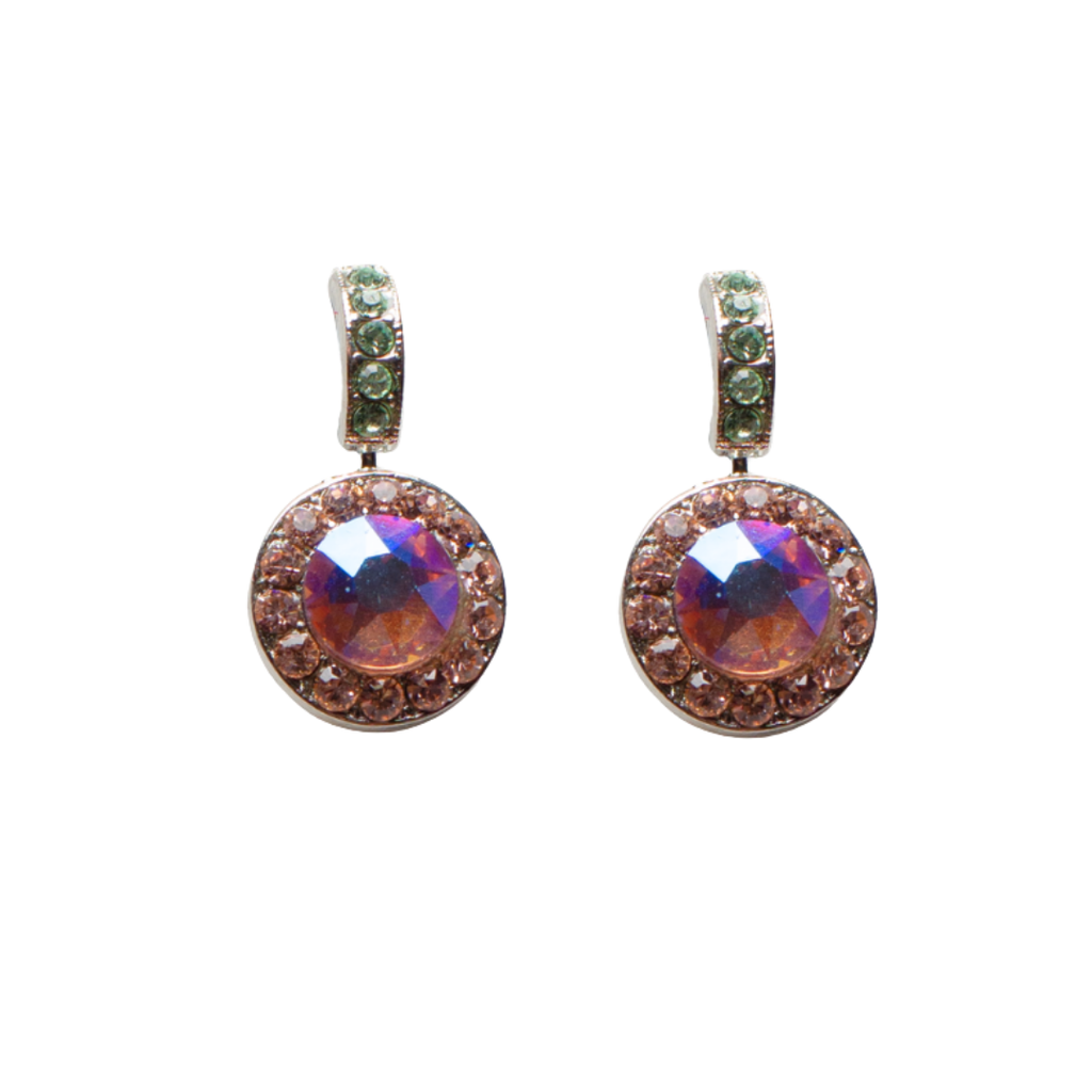 Mariana Halo Earrings With Embellished Bale in Parasol on Rhodium