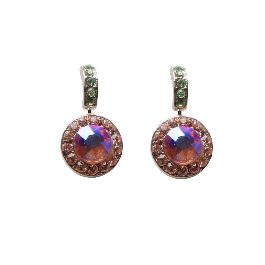 Mariana Halo Earrings With Embellished Bale in Parasol on Rhodium