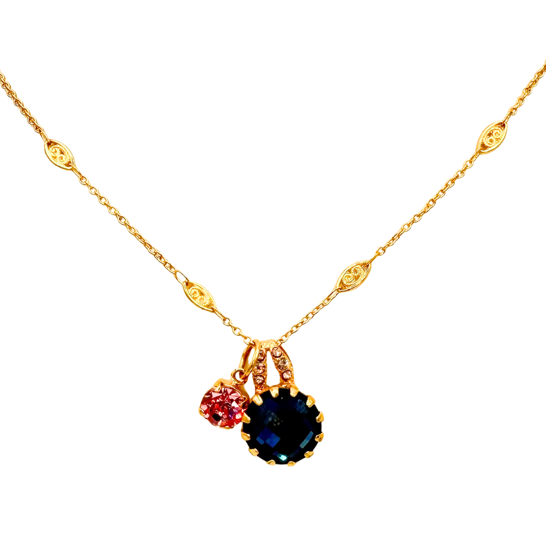 Mariana Side Car Necklace in Harvest Moon on Gold