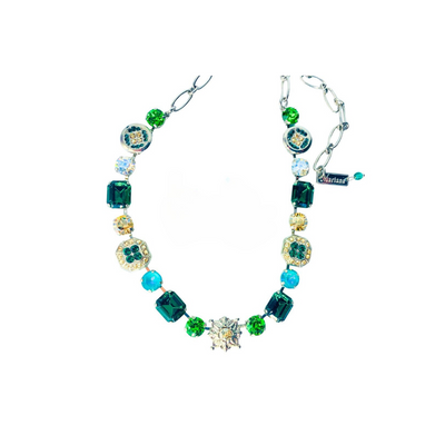 Mariana Emerald With Elements Necklace Circle of Life on Rhodium