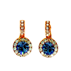 Mariana Halo Earrings With Embellished Bale in Bay Blue on Rose Gold