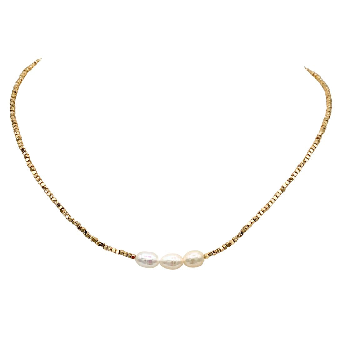 Three Pearl Choker  Necklace