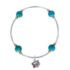 Blessing Bracelet 8MM Jasper Beads With Paw Charm on Sterling Bars-Pet Bracelet