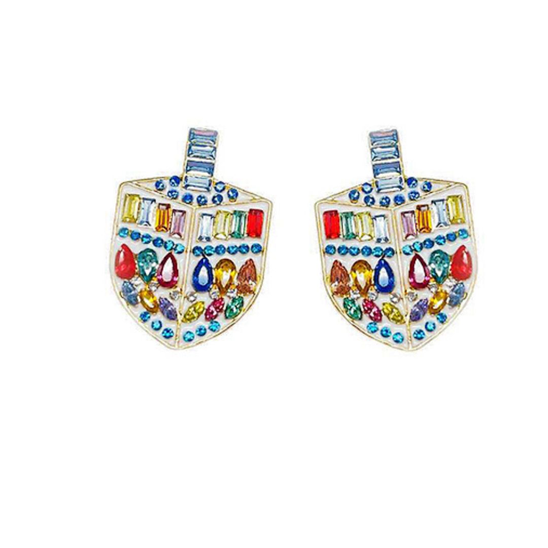 Jeweled Dreidel Earrings
