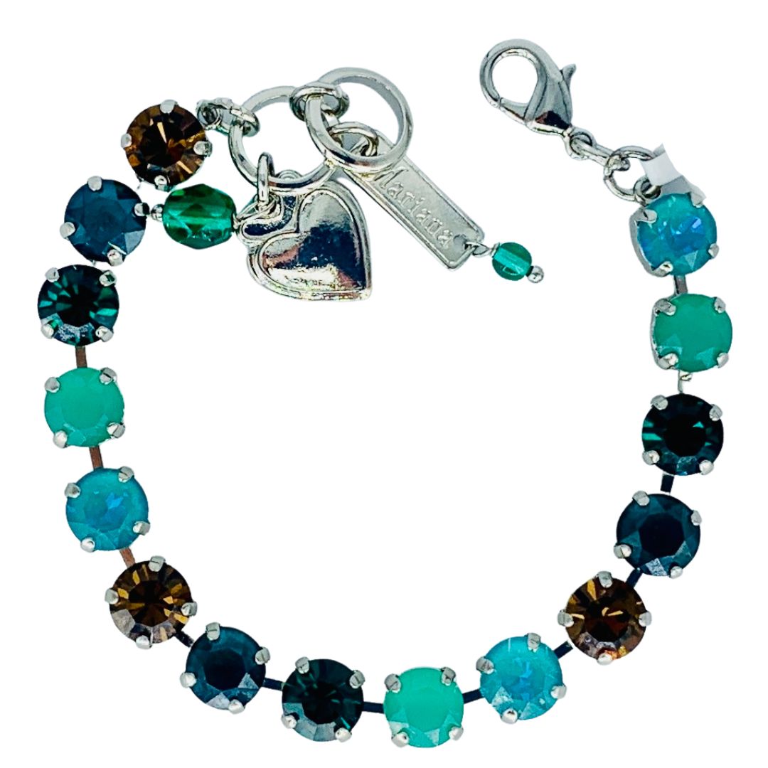 Mariana Bracelet Plain Deep Forest on Rhodium