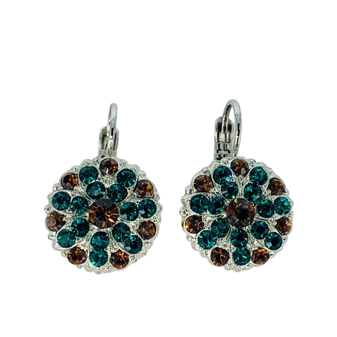 Mariana Guardian Angel Earrings in Deep Forest on Rhodium