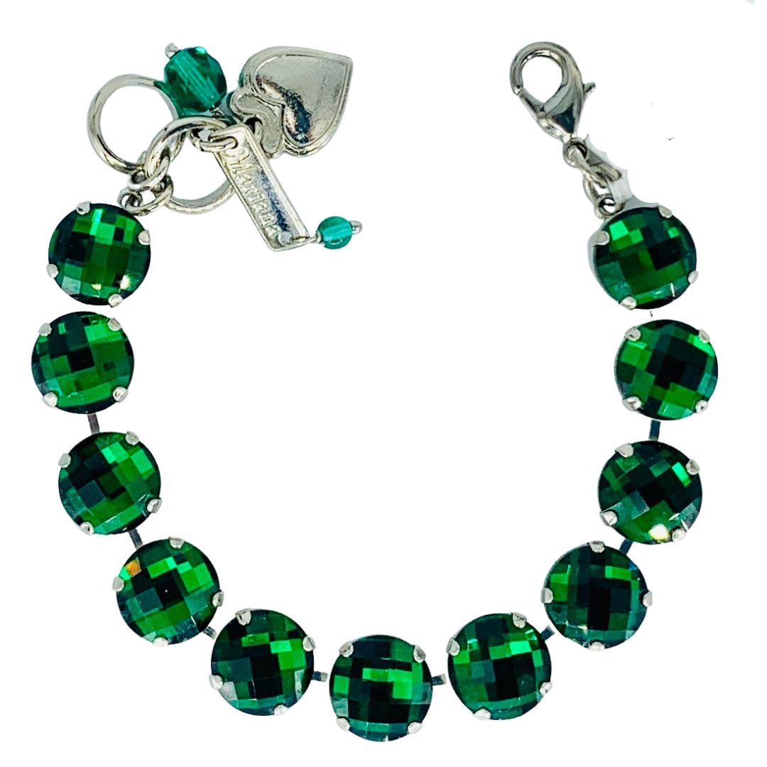 Mariana Medium Faceted  Bracelet Emerald Green on Rhodium
