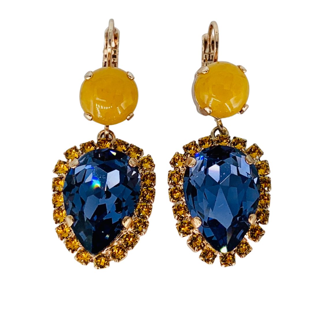 Mariana Fancy Halo Teardrop Earrings Mineral Sunrise on Rose Gold Main image