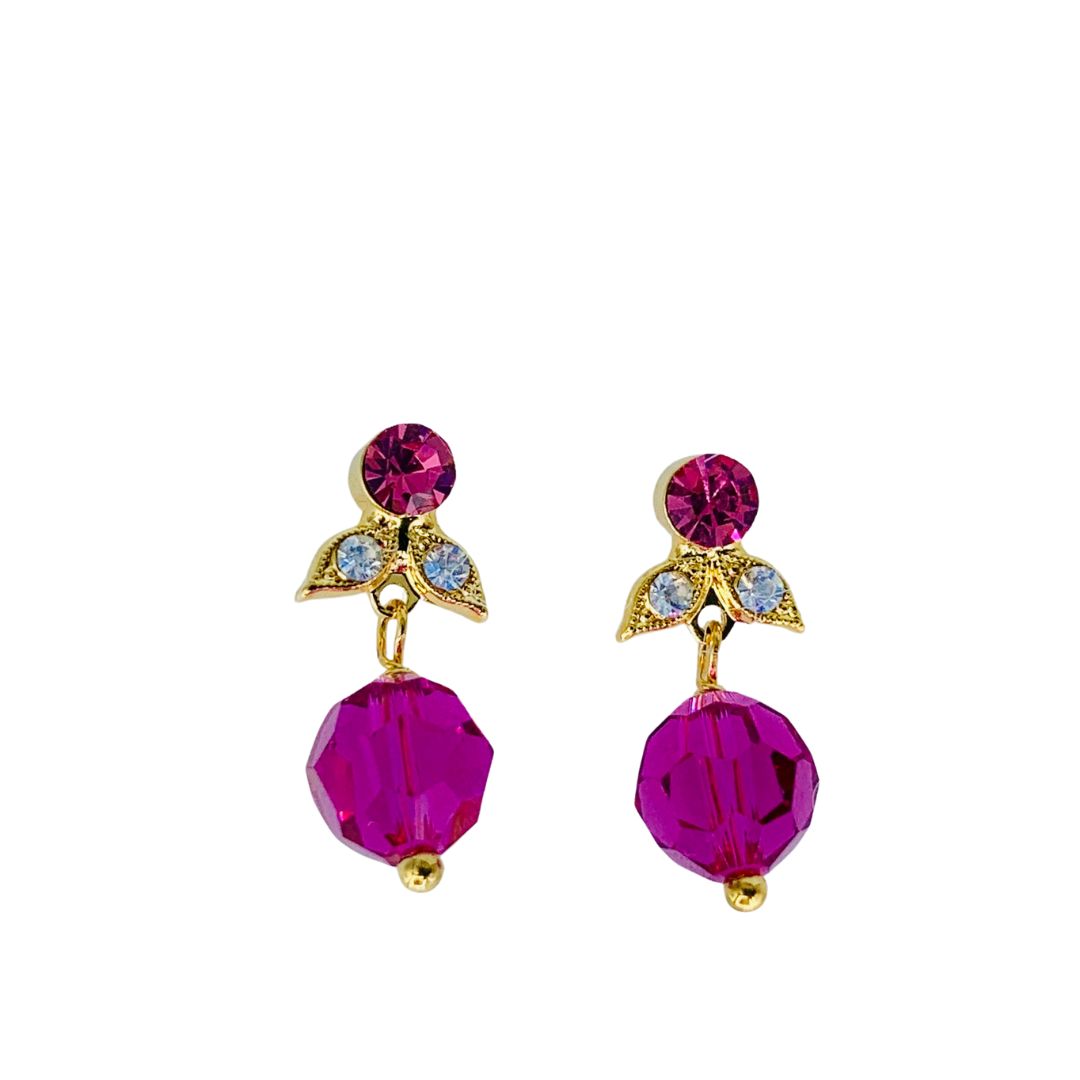 Mariana Classic Drop Post Earring Fuchsia on Gold