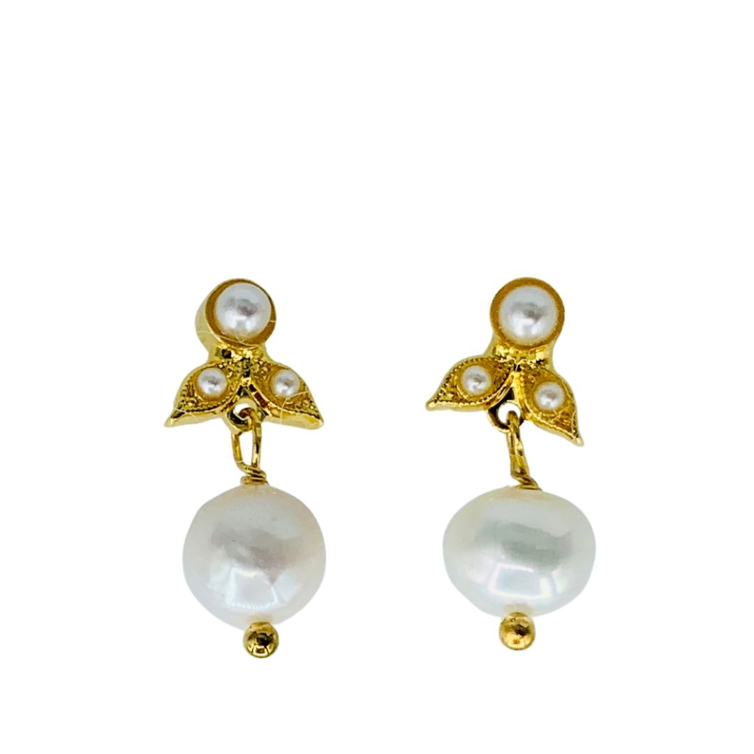 Mariana Classic Drop Post Earring Pearl on Gold