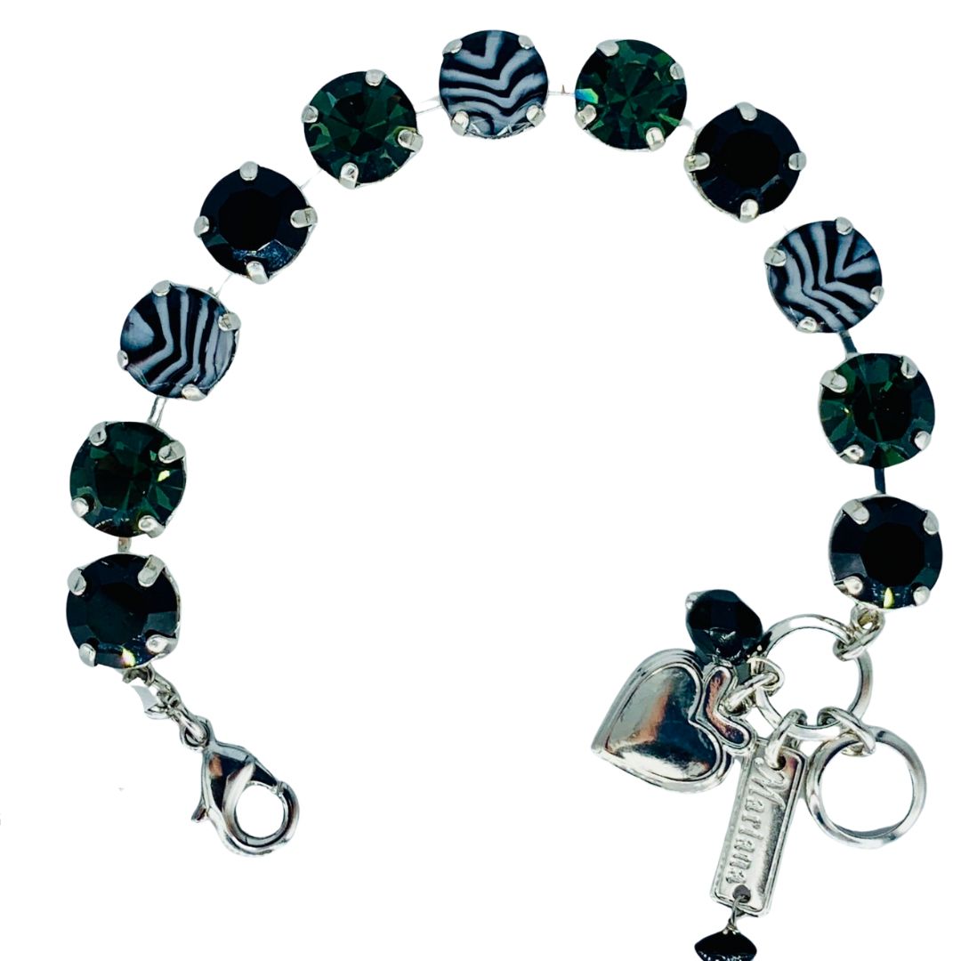 Mariana Large Plain Bracelet Obsidian Shores on Rhodium