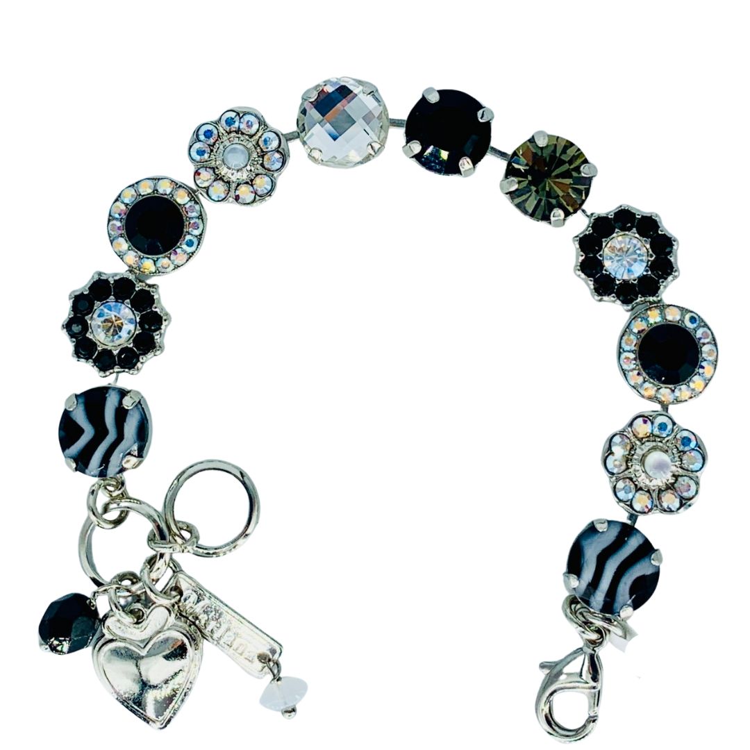 Mariana Medium Bracelet B/W Zebra on Rhodium