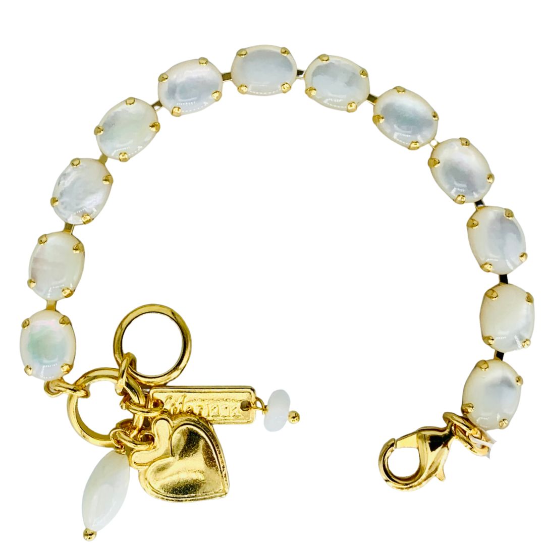 Mariana Medium Oval Bracelet Mother of Pearl on Gold