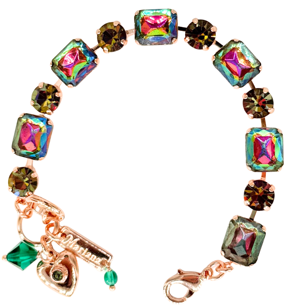 Mariana Emerald Cut and Round  Bracelet Vitriol on Rose Gold