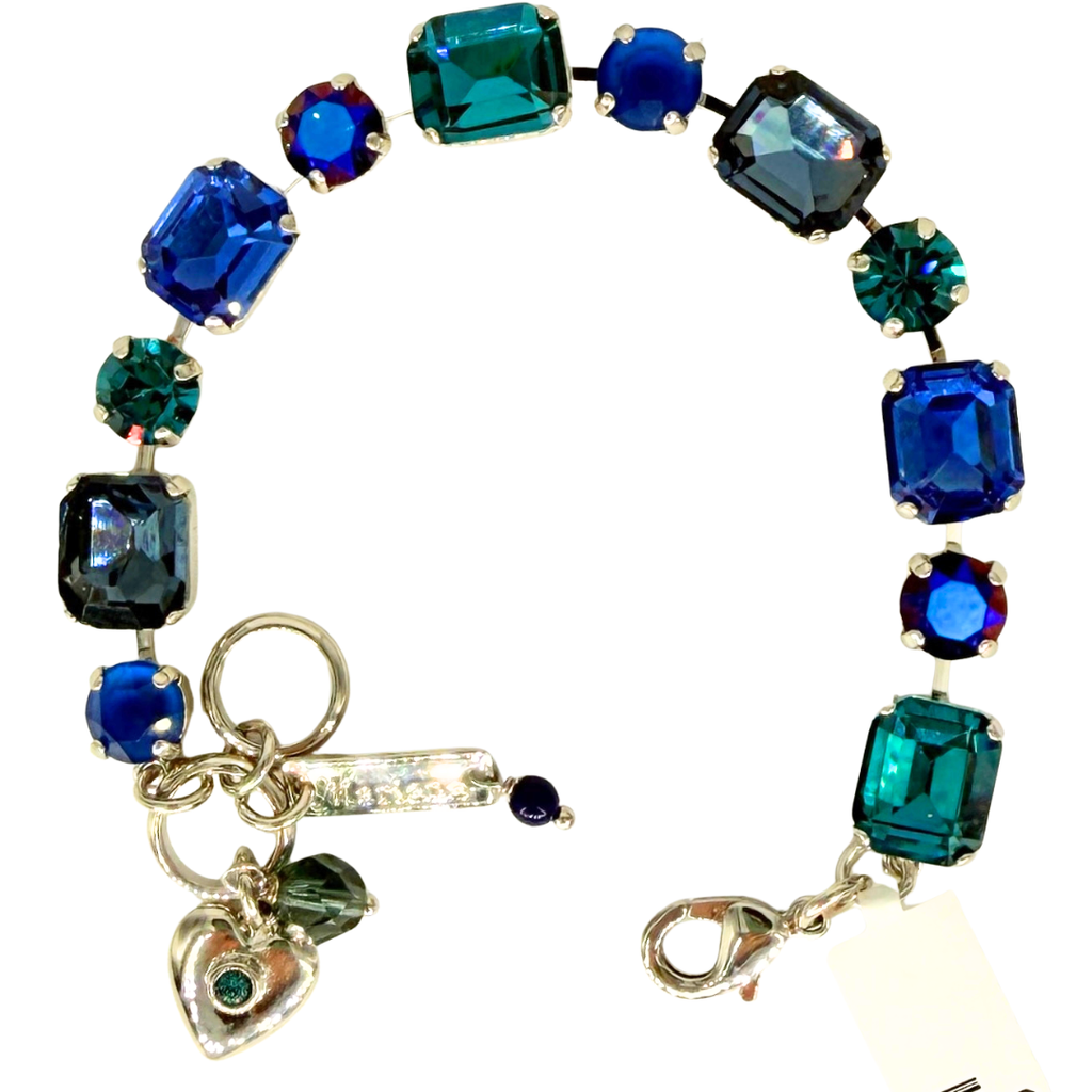Mariana Emerald Cut and Round  Bracelet Indigo Hour on Rhodium