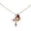 Mariana Filigree Cross With Sidecar Charm Bourbon and Brass on Rose Gold